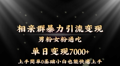 【副业8845期】相亲群暴力引流男粉女粉通吃变现玩法，单日变现7000+保姆教学1.0-副业帮