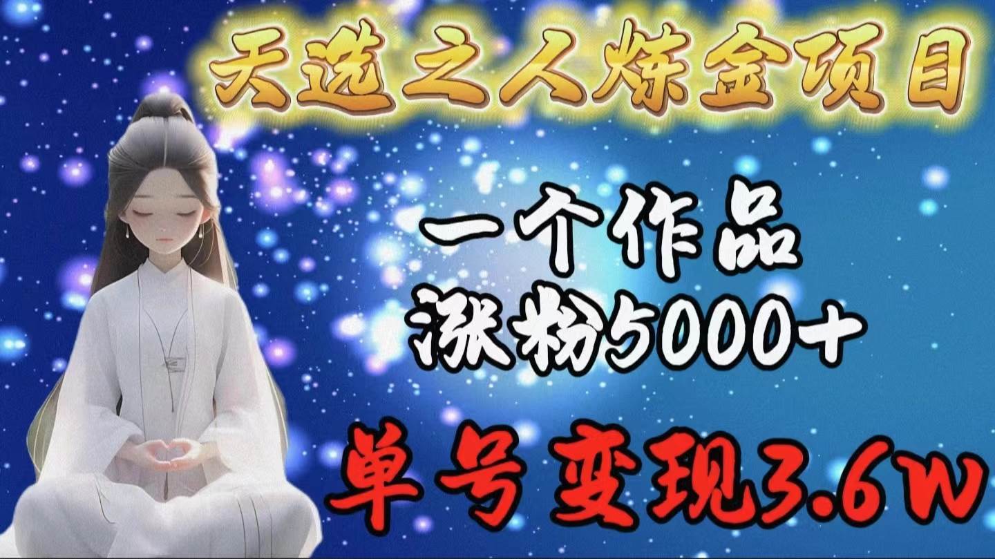 天选之人炼金项目，一个作品涨粉5000+，单号变现3.6w-副业帮