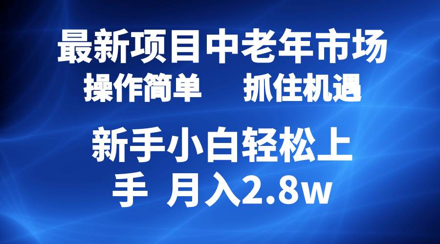 2024最新项目，中老年市场，起号简单，7条作品涨粉4000+，单月变现2.8w-副业帮