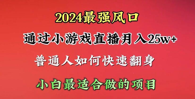 2024年最强风口，通过小游戏直播月入25w+单日收益5000+小白最适合做的项目-副业帮