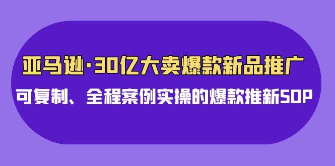 亚马逊30亿·大卖爆款新品推广，可复制、全程案例实操的爆款推新SOP-副业帮