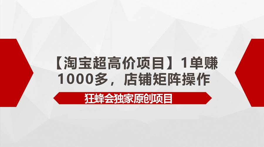 【淘宝超高价项目】1单赚1000多，店铺矩阵操作-副业帮