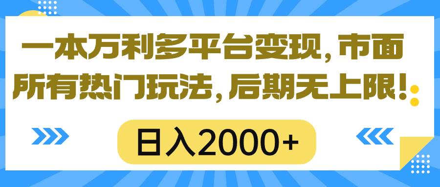 一本万利多平台变现，市面所有热门玩法，日入2000+，后期无上限！-副业帮