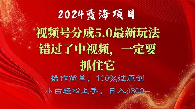 2024蓝海项目，视频号分成计划5.0最新玩法，错过了中视频，一定要抓住…-副业帮