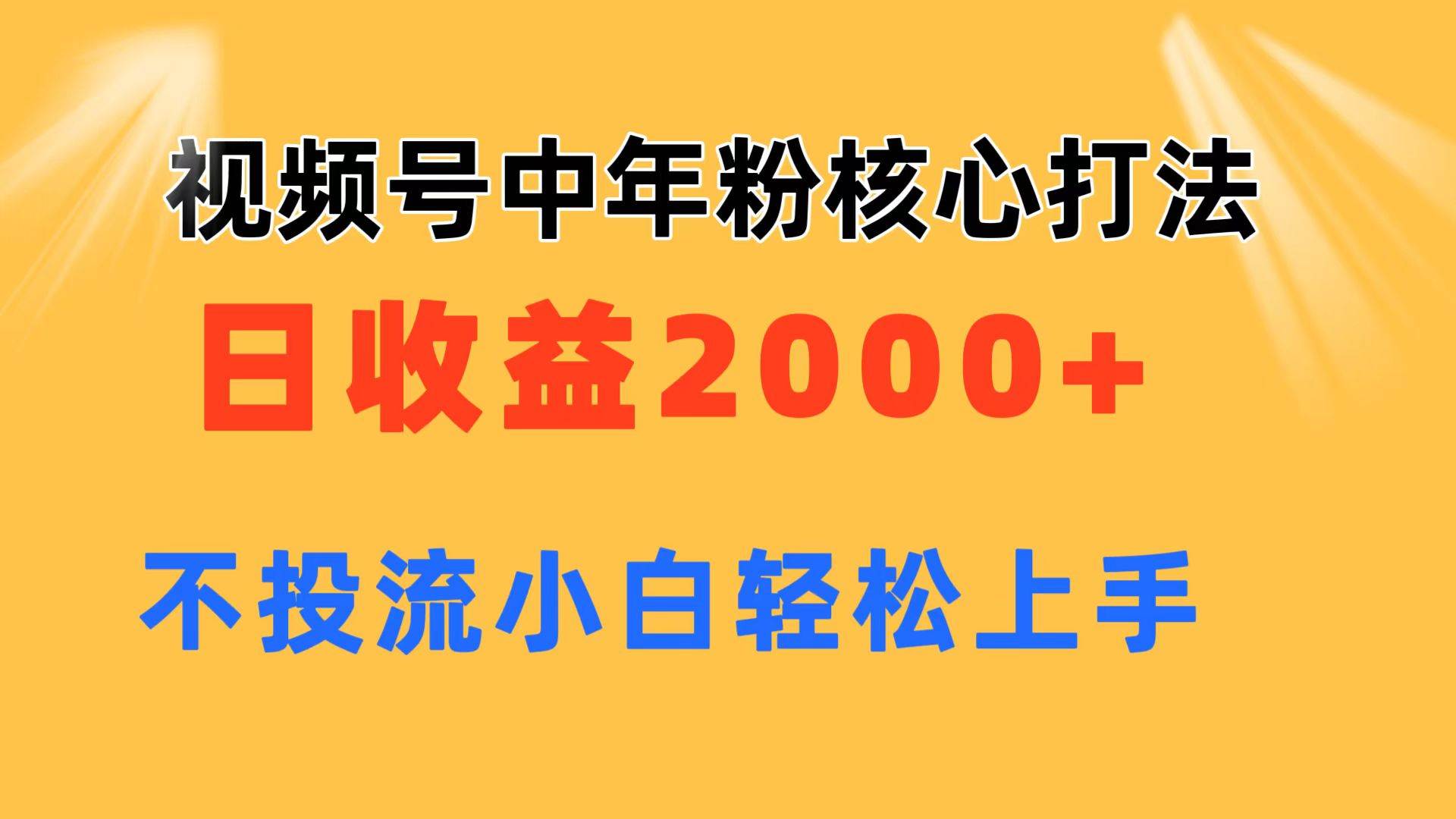 视频号中年粉核心玩法 日收益2000+ 不投流小白轻松上手-副业帮