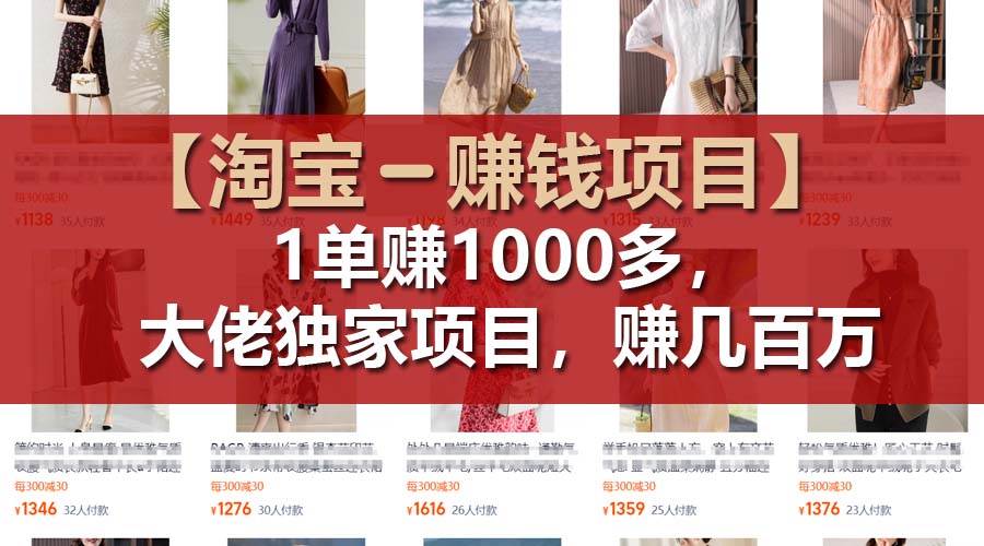 【淘宝赚钱项目】1单可赚1000多，大佬独家项目，年赚几百万-副业帮