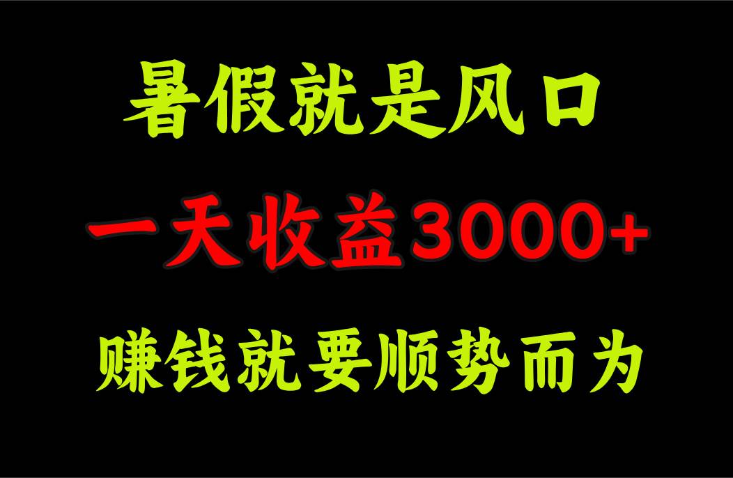 一天收益3000+ 赚钱就是顺势而为，暑假就是风口-副业帮