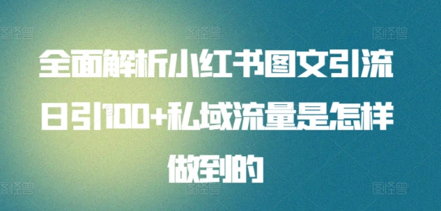 日引流100私域流量小红书图文是怎样做到的全面解析-副业帮