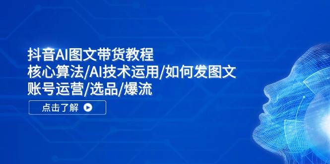 抖音AI图文带货教程：核心算法/AI技术运用/如何发图文/账号运营/选品/爆流-副业帮