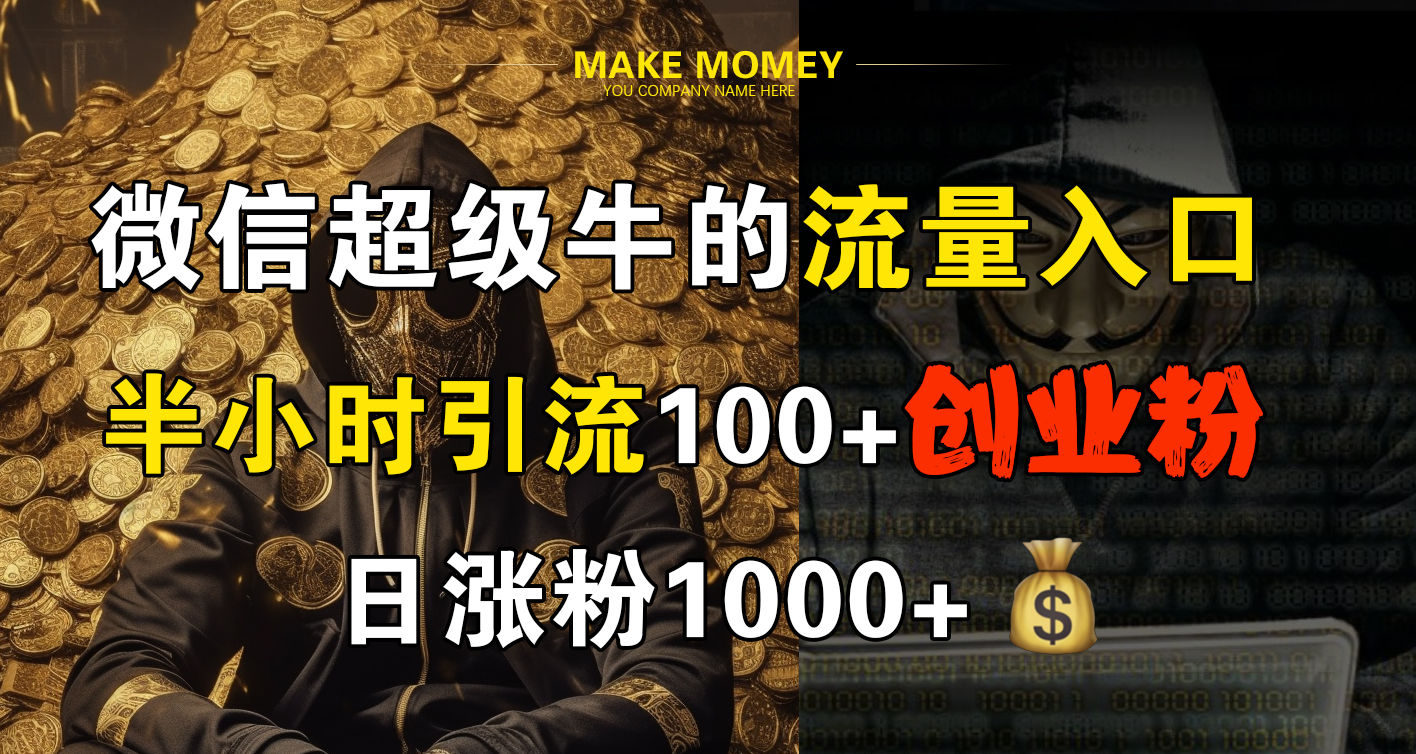 微信超级牛的流量入口，半小时引流100+创业粉，日涨粉1000+-副业帮