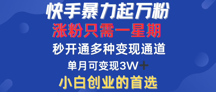 快手暴力起万粉，涨粉只需一星期！多种变现模式-副业帮