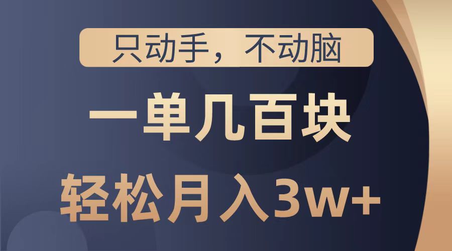 只动手不动脑，一单几百块，轻松月入2w+，看完就能直接操作，详细教程-副业帮