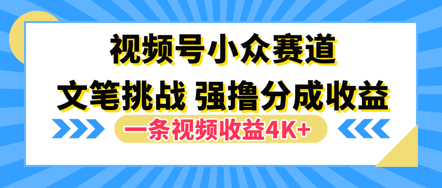 视频号小众赛道，文笔挑战，一条视频收益4K+-副业帮