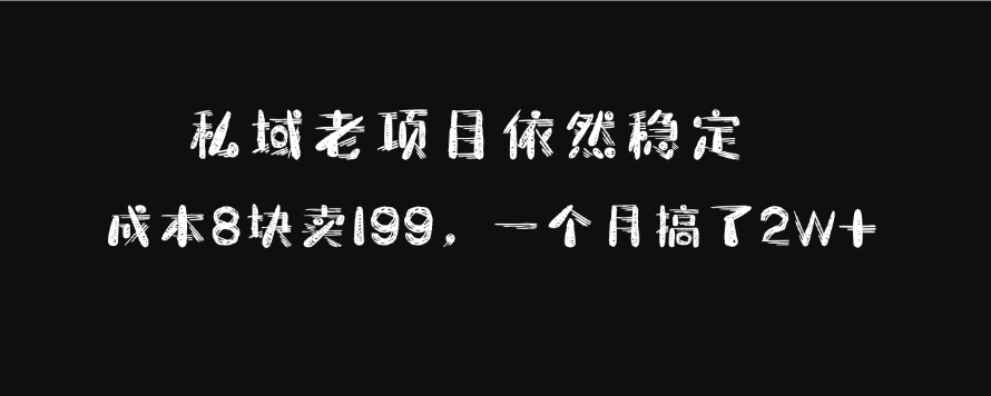 私域老项目依然稳定，成本8块卖199，一个月搞了2W+-副业帮