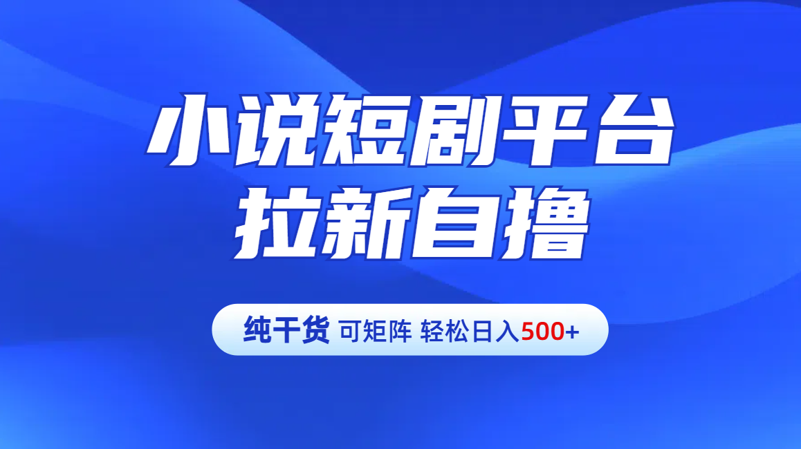 【纯干货】小说短剧平台拉新自撸玩法详解-单人轻松日入500+-副业帮