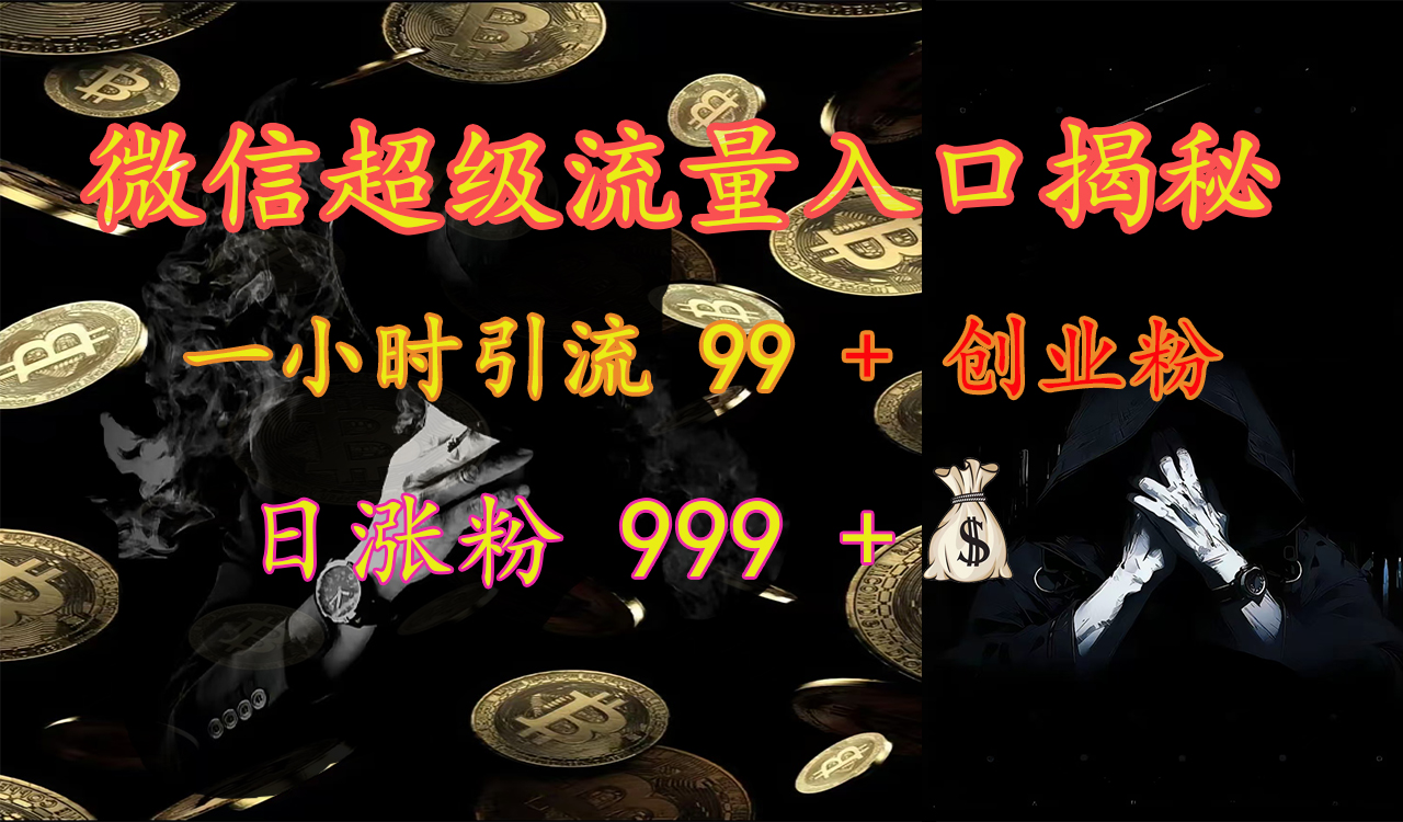 微信超级流量入口揭秘：一小时引流 99 + 创业粉，日涨粉 999 +【揭秘】-副业帮