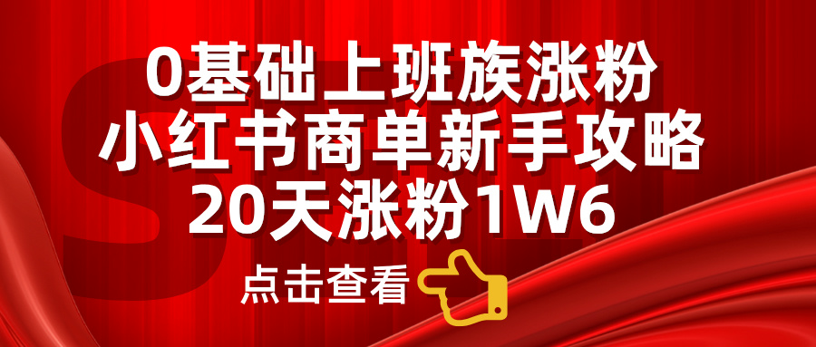 小红书商单新手攻略，20天涨粉1.6w，0基础上班族涨粉-副业帮