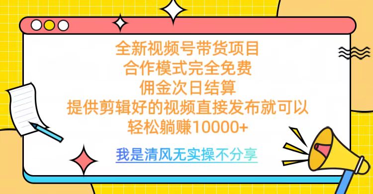 全网最新视频号带货，完全免费合作，佣金次日结算，轻松躺赚10000+-副业帮