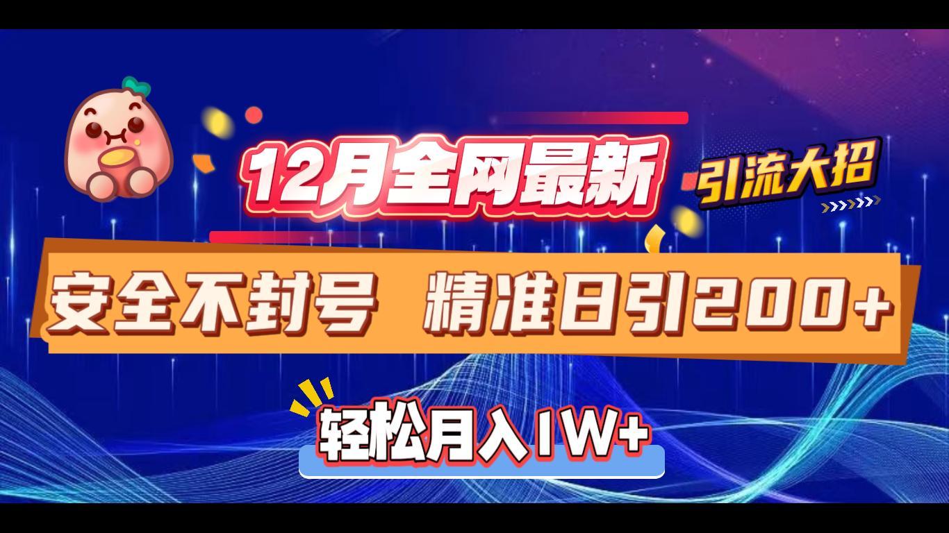 12月全网最新引流大招 安全不封号 日引精准粉200+-副业帮