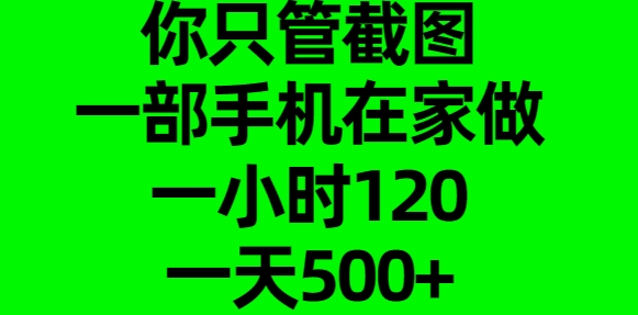 你只管截图，一部手机在家做，一小时120，一天500+-副业帮