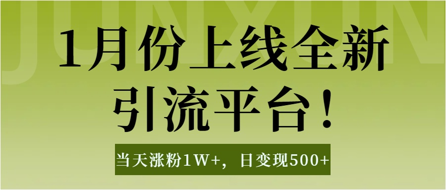 1月上线全新引流平台，当天涨粉1W+，日变现500+工具无脑涨粉，解放双手操作简单-副业帮