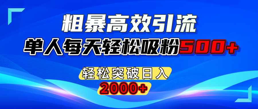 粗暴高效引流,单人每天轻松吸粉500+,轻松突破日入2000+-副业帮